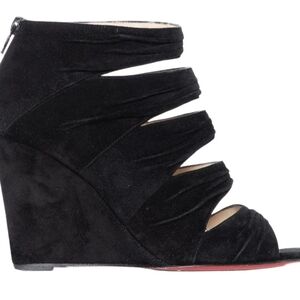 Christian Louboutin Chic Black Suede Wedges